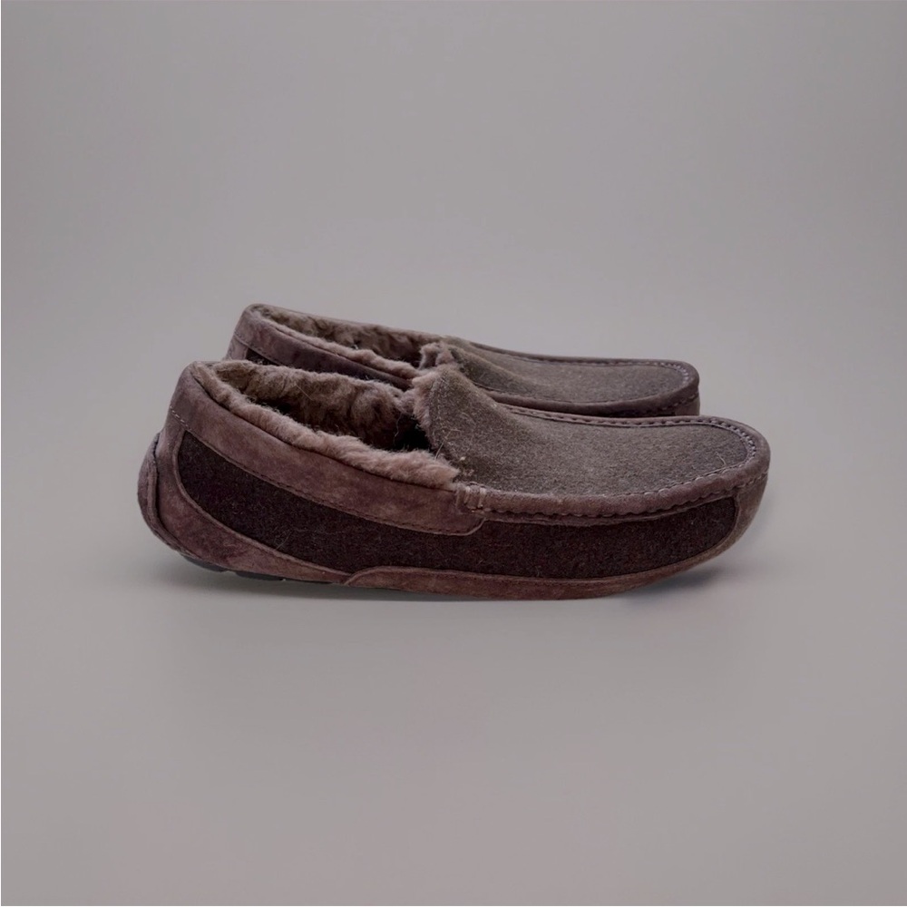 Ugg Australia Mens Ascot Wool Size 8 Brown Slippers Loafers